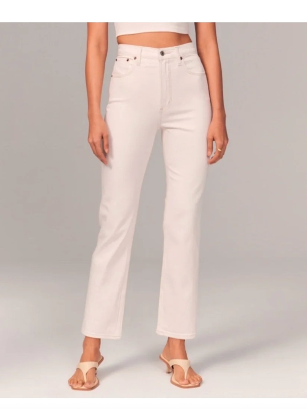 NWT Abercrombie & Fitch Women's Ankle Straight Ultra High Rise - White